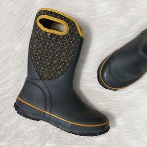 Bogs Gray Yellow Web Geo Print Waterproof Insulated Slushie Tall Snow Boots 39